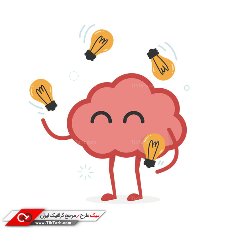 طرح گرافیکی کلیپ آرت مغز و لامپ