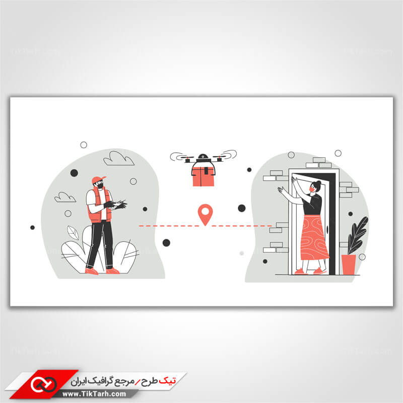دانلود وکتور مفهومی تحویل بسته با فاصله اجتماعی