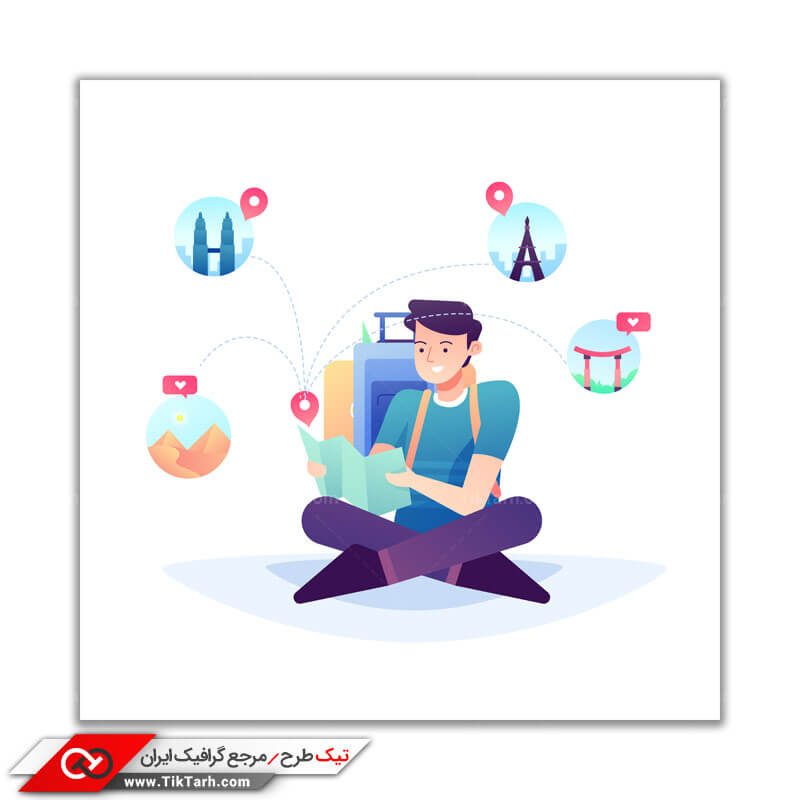 طرح گرافیکی وکتور مفهومی گردشگر