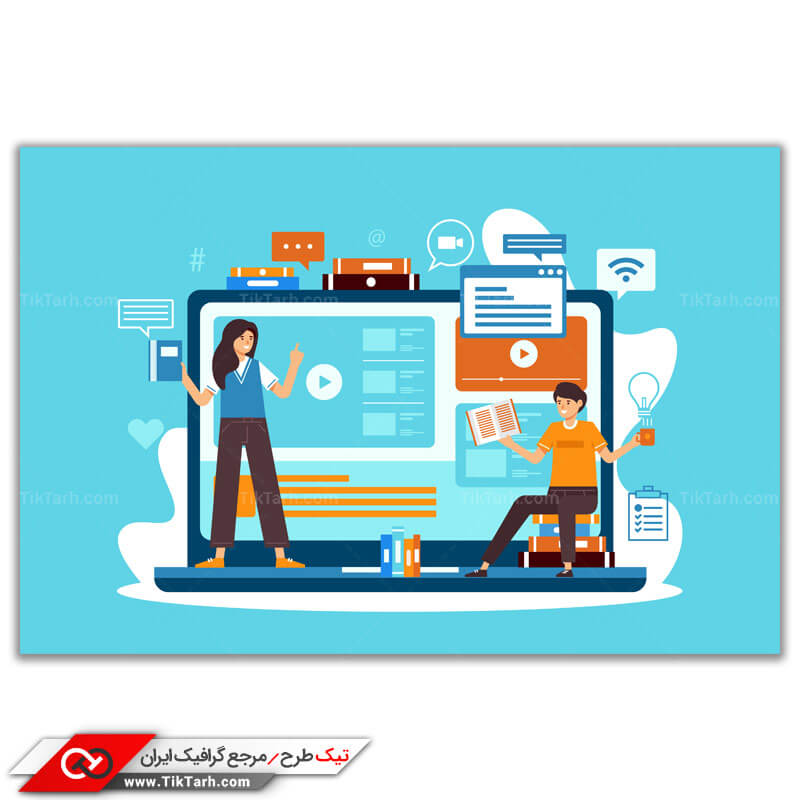 دانلود وکتور مفهومی لایه باز آموزش مجازی