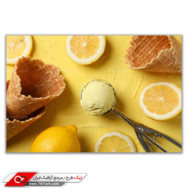 تصویر باکیفیت بستنی قیفی با طعم لیمویی