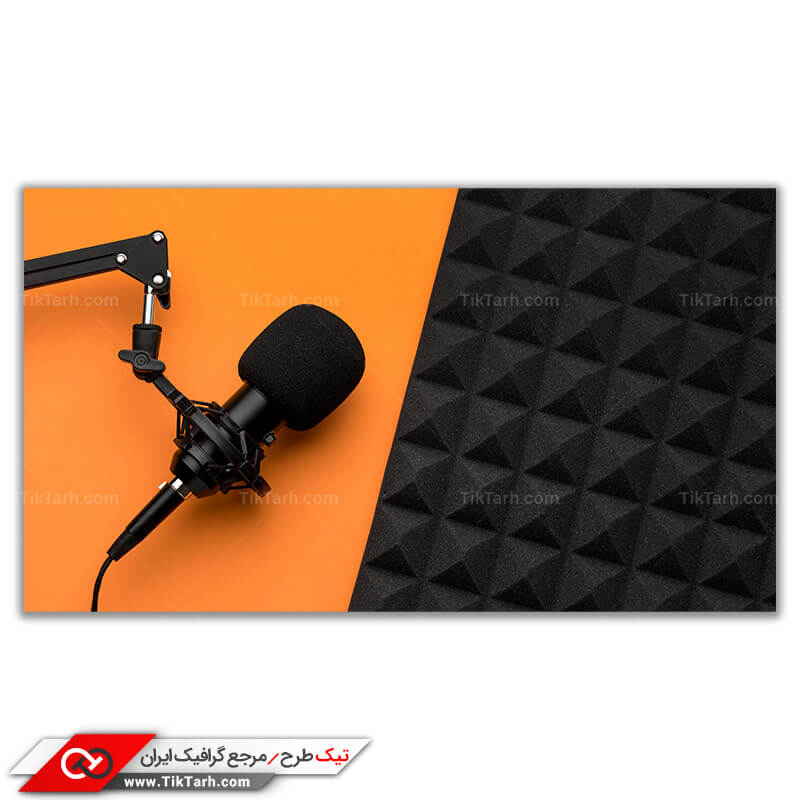 تصویر باکیفیت میکروفون استودیوی موسیقی