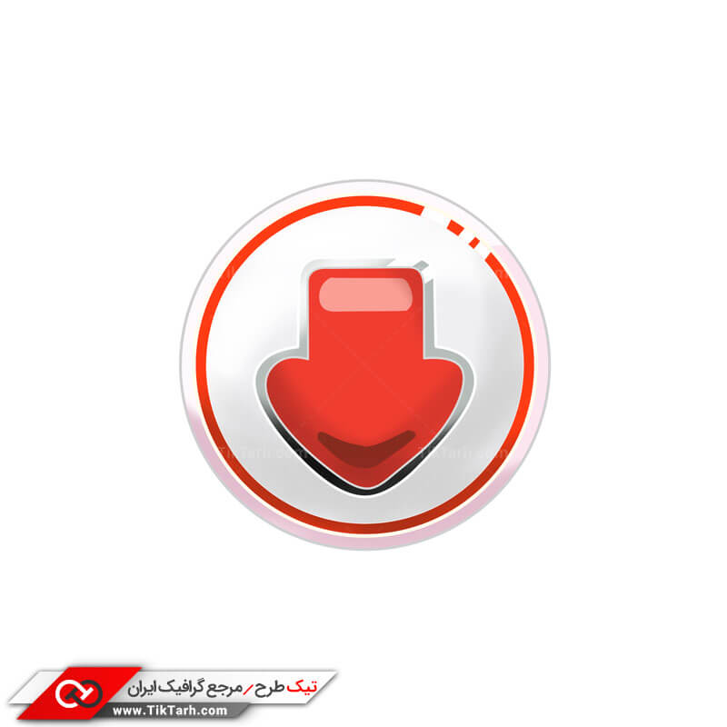 طرح لایه باز دکمه دانلود قرمز
