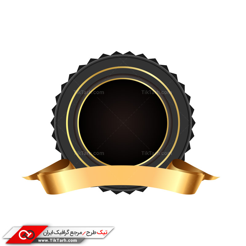 طرح لایه باز کادر دایره ای مشکی و طلایی