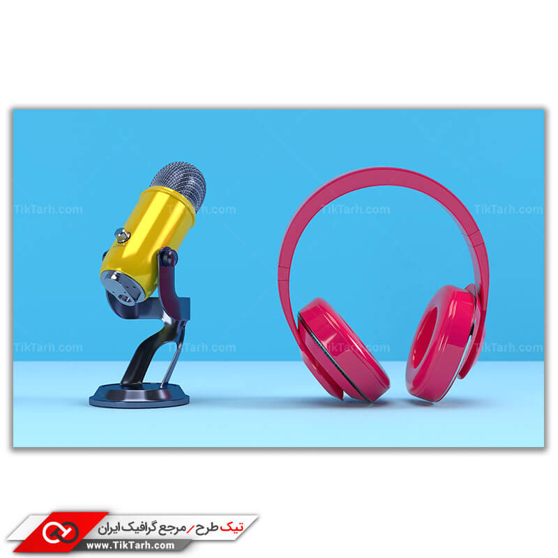 دانلود عکس باکیفیت میکروفون و هدفون قرمز