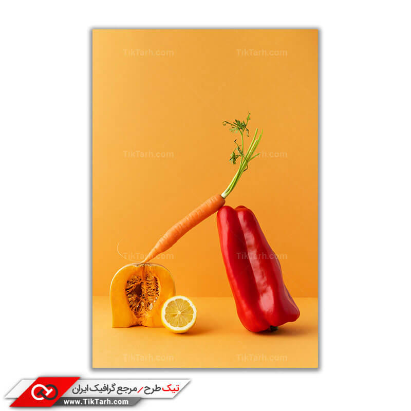 تصویر باکیفیت فلفل پاپریکا و هویج و لیموترش