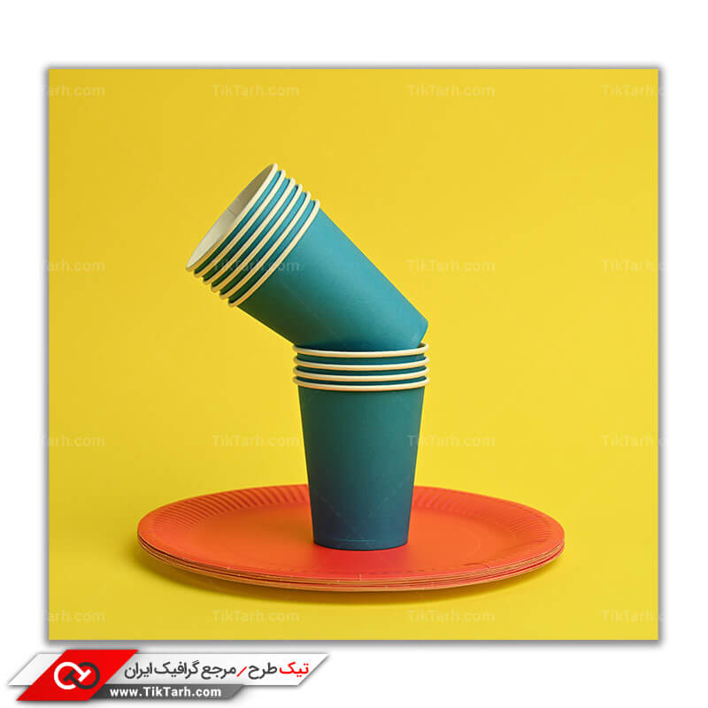 دانلود عکس گرافیکی باکیفیت لیوان و بشقاب یکبار مصرف