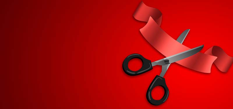 پس زمینه لایه باز روبان قرمز افتتاح