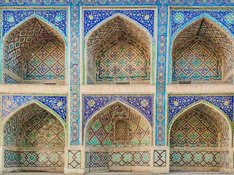 تصویر باکیفیت کاشی کاری مسجد ازبکستان