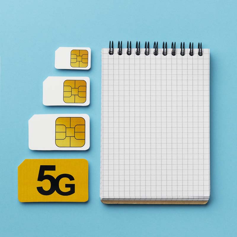 دانلود تصویر سیم کارت های 5G و دفترچه یادداشت