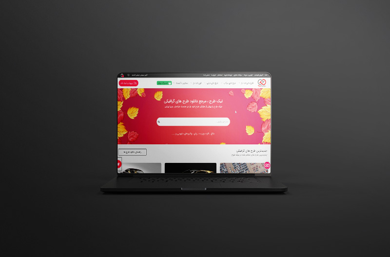طرح لایه باز موکاپ لپ تاپ باز
