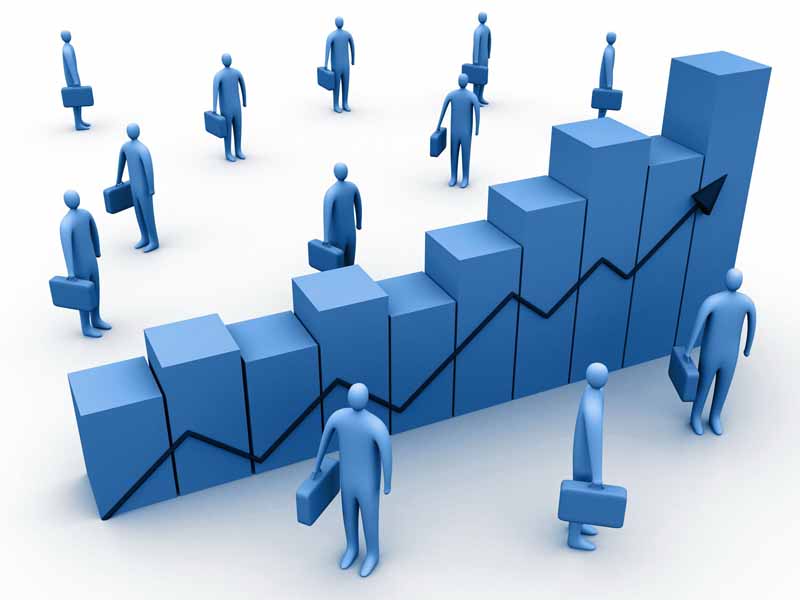 دانلود عکس آدمک های کارمند کنار سکوی آمار