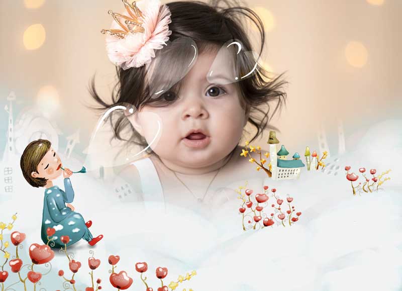 قاب عکس لایه باز کودکانه گلهای قرمز