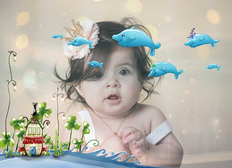 قاب عکس لایه باز کودکانه دلفین