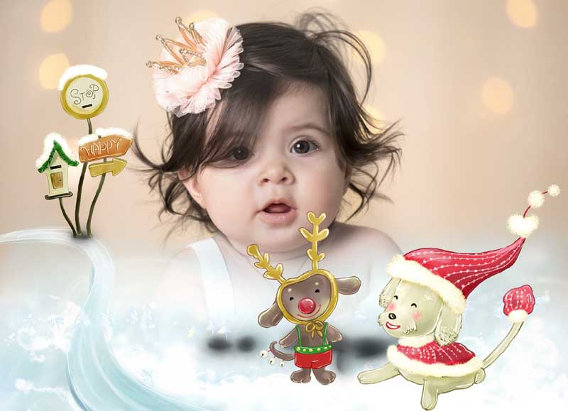 قاب عکس لایه باز کودکانه سگ های کریسمس