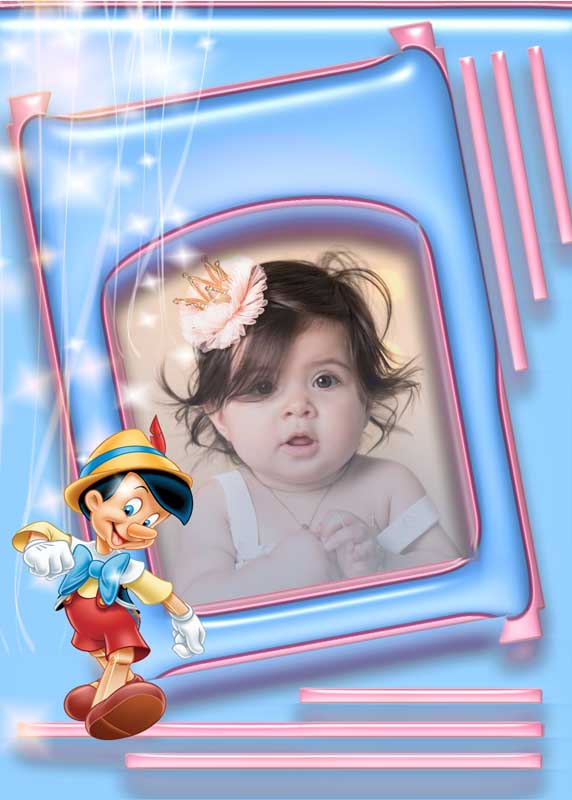 قاب عکس لایه باز کودکانه آبی پینوکیو