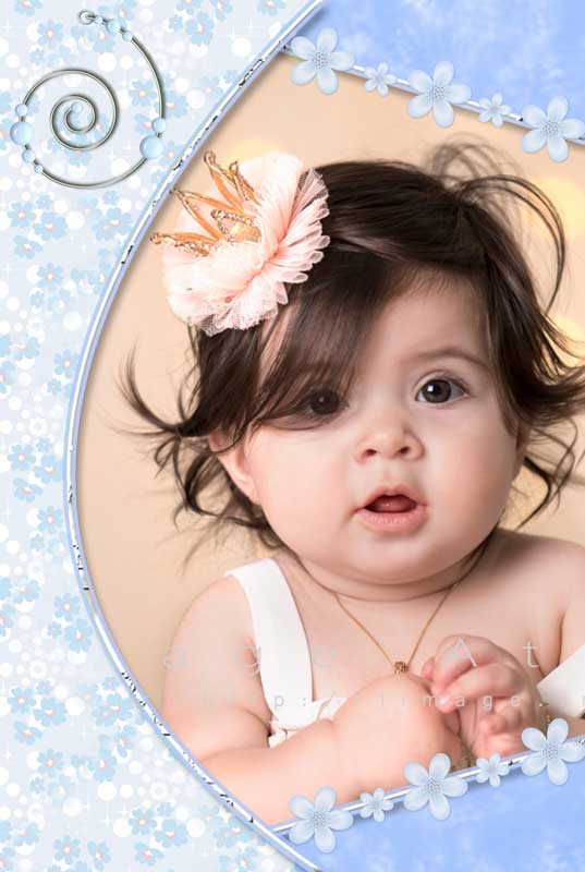 قاب عکس لایه باز کودکانه گلهای آبی
