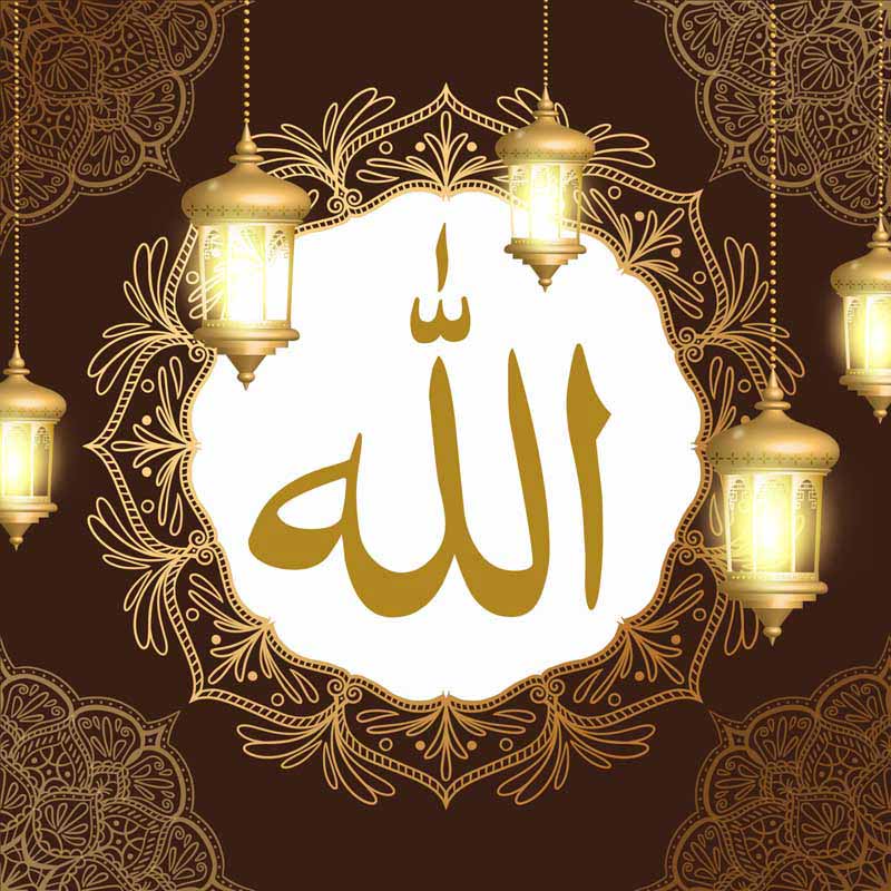 دانلود طرح لایه باز مذهبی قهوه ای با نوشته الله