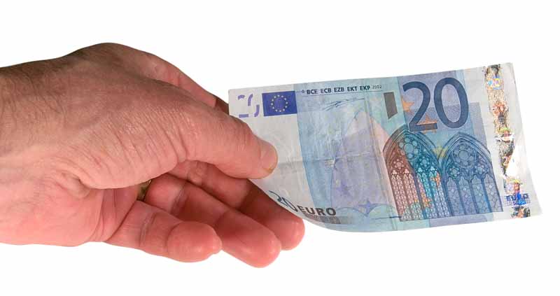 دانلود تصویر اسکناس بیست یورو در دست