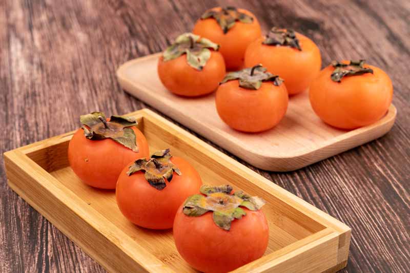 دانلود تصویر ظرف های چوبی و خرمالو
