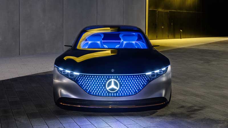 عکس باکیفیت بنز مشکی و طوسی از نمای جلو