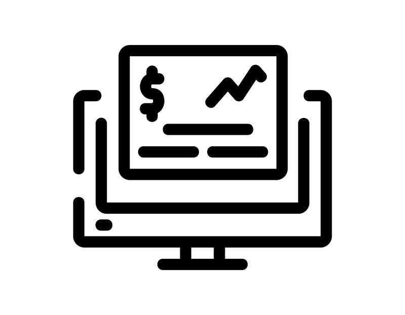 طرح آیکون نمودار قیمت در مانیتور