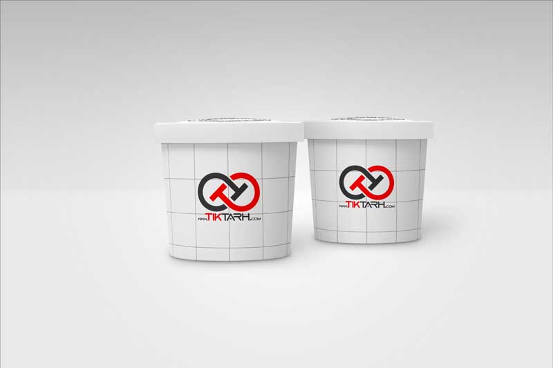 موکاپ دو عدد ظرف یکبار مصرف مقوایی
