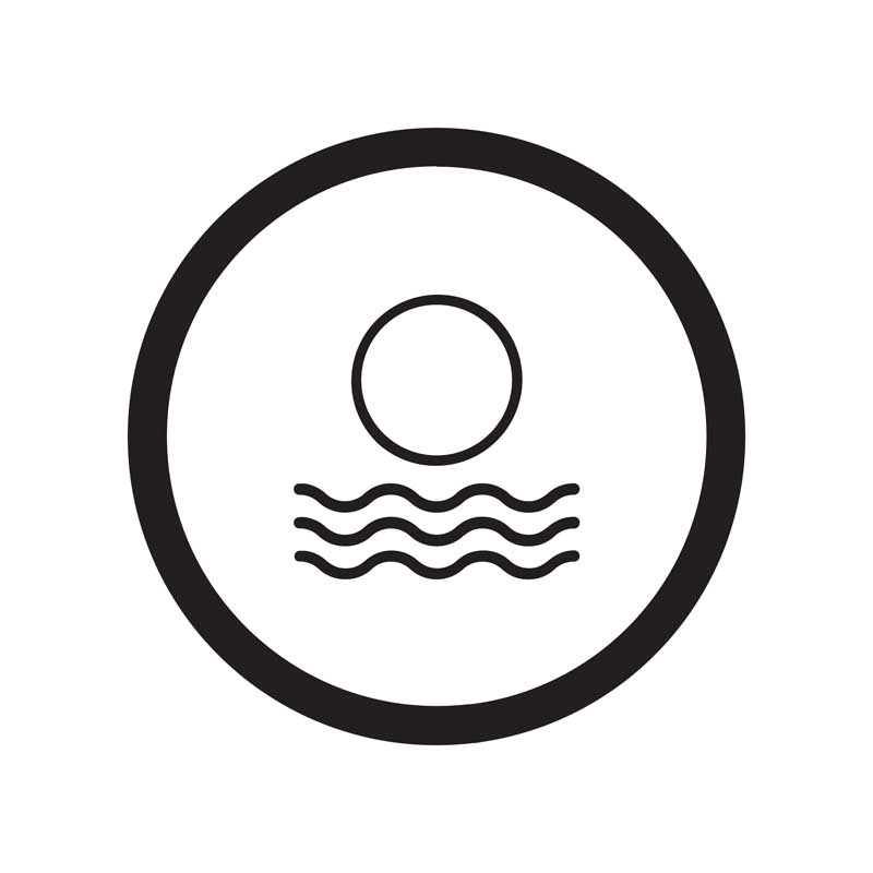 طرح با کیفیت آیکون دریا و آفتاب مشکی