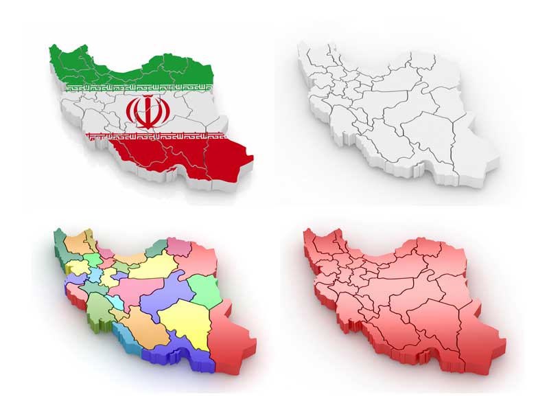 تصویر با کیفیت پرچم و نقشه ایران در رنگ های مختلف