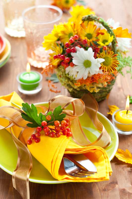 دانلود عکس لارج فرمت از میز غذاخوری با دستمال زرد