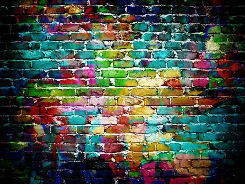 تصویر با کیفیت پس زمینه دیوار آجری رنگارنگ