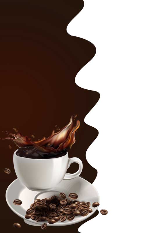 طرح لایه باز پس زمینه فنجان قهوه