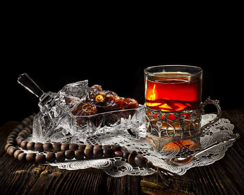 عکس لارج فرمت از چای و تسبیح
