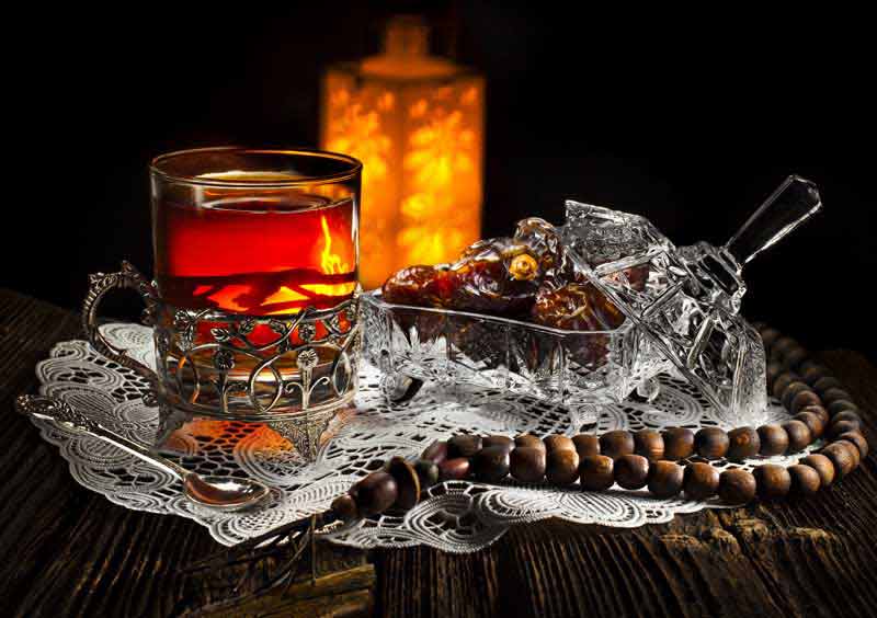 عکس لارج فرمت از چای و خرما
