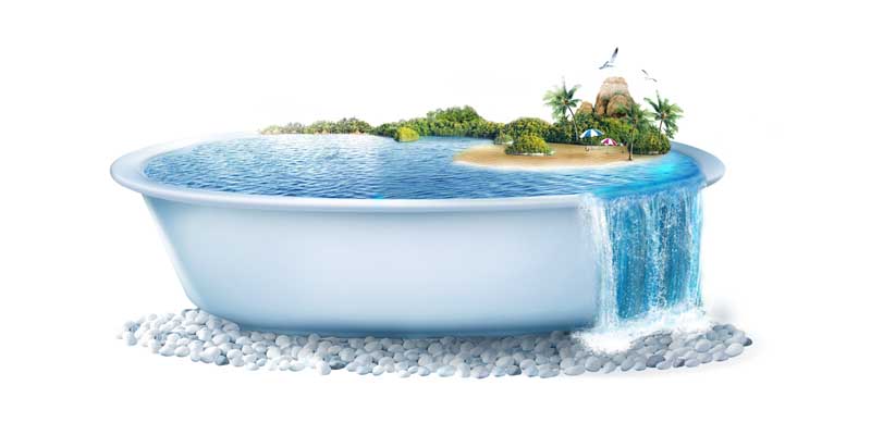طرح کلیپ آرت جزیره در تشت آب