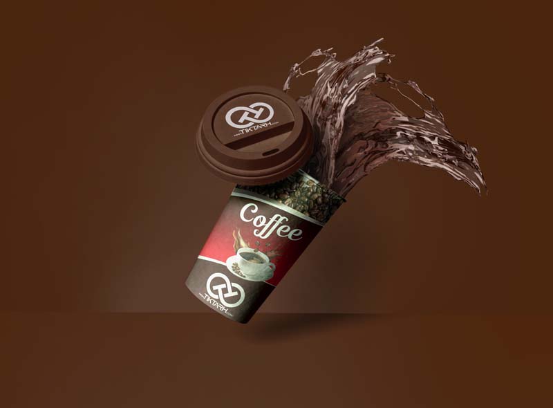 موکاپ لیوان کاغذی درب دار قهوه