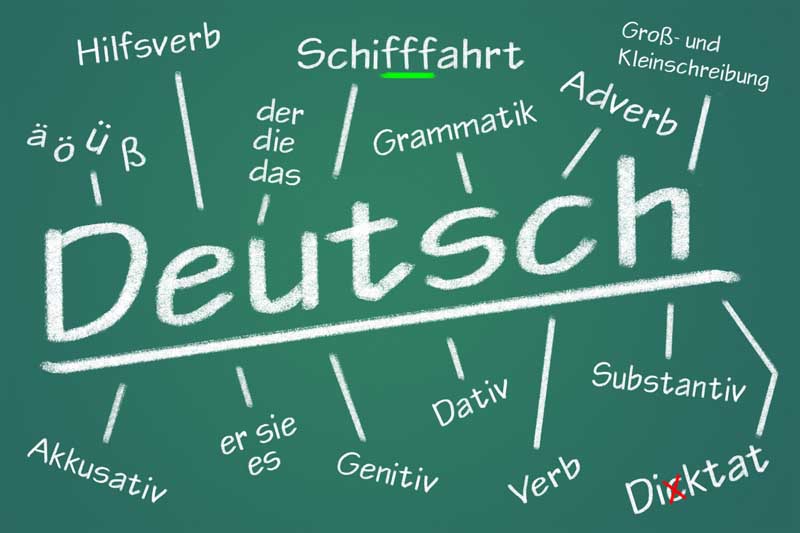 تصویر از نوشته Deutsch روی تخته سیاه