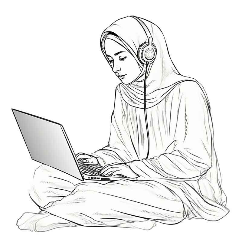 دانلود طرح دختر باحجاب در حال کار با کامپیوتر