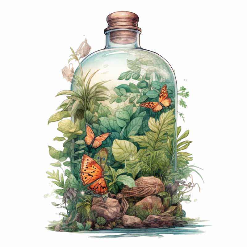 دانلود طرح طبیعت در بطری شیشه ای