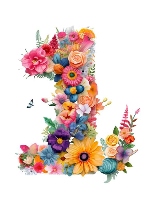 دانلود طرح گل رنگی و عدد 1
