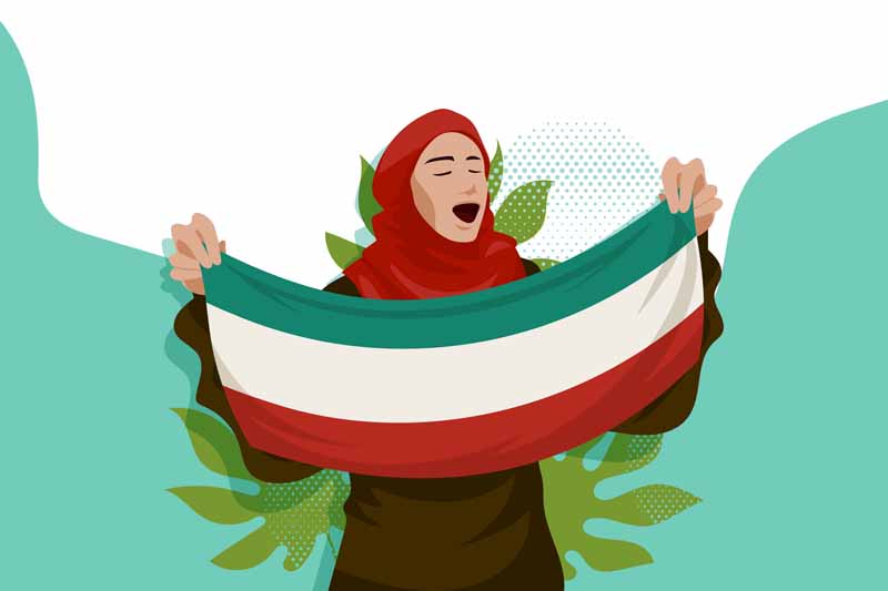 دانلود طرح لایه باز پرچم ایران در دست خانم