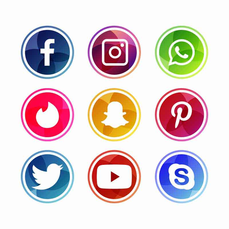 دانلود طرح آیکون ها با دایره سفید و رنگی