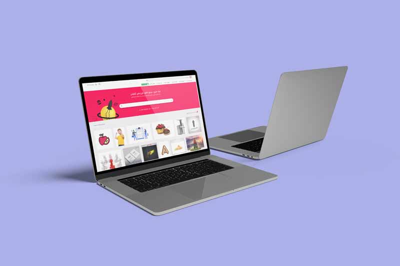 طرح موکاپ دو عدد لپ تاپ