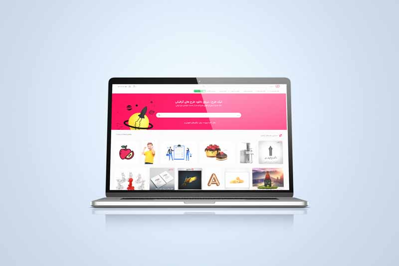 طرح موکاپ لپ تاپ از نمای پایین