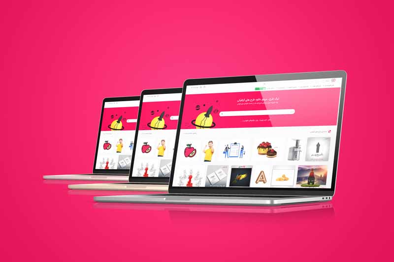 طرح موکاپ سه تا لپ تاپ خاکستری