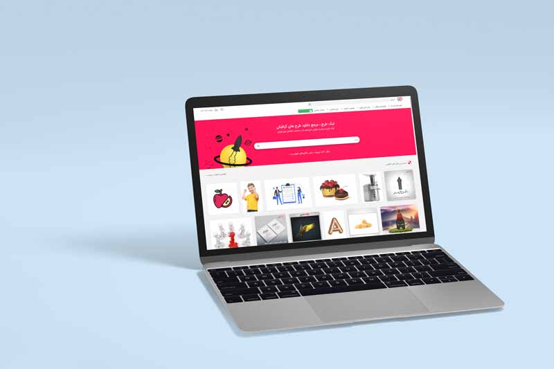 طرح موکاپ یک دستگاه لپ تاپ اپل