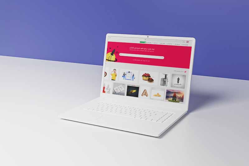 طرح موکاپ یک دستگاه لپ تاپ سفید