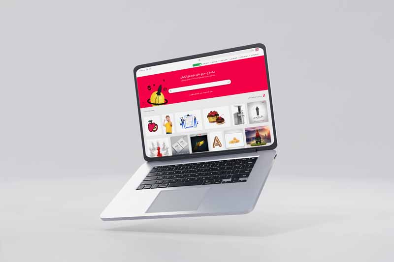 طرح موکاپ لپ تاپ با کیبورد مشکی