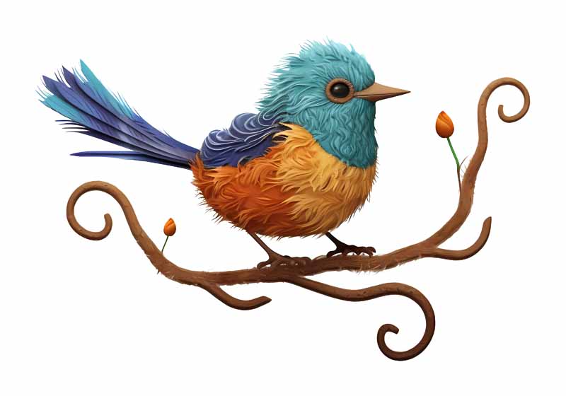 دانلود طرح پرنده سینه نارنجی روی شاخه