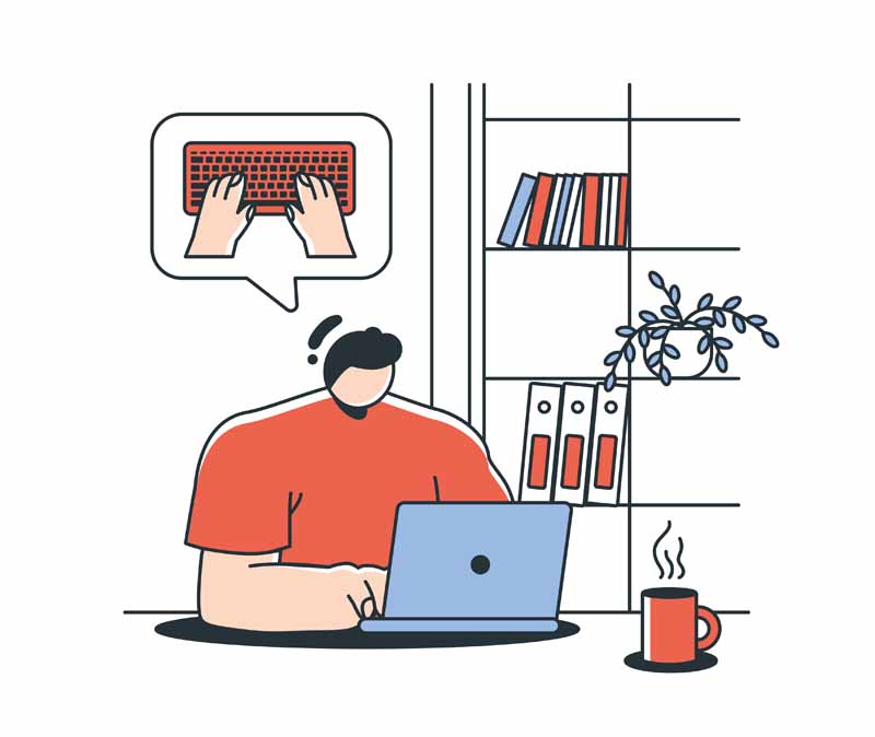 دانلود وکتور مفهومی تایپ با لپ تاپ